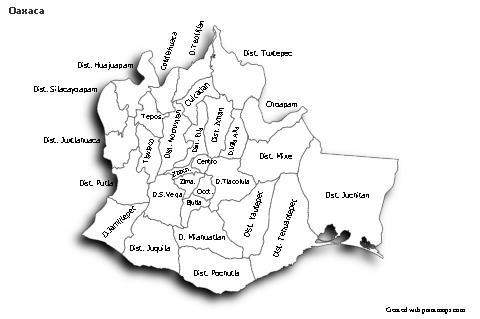 Mapas de muestra para Oaxaca (blanco-negro,sombrío)