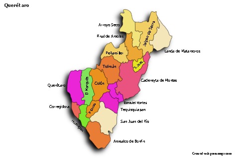 Contoh Peta untuk Querétaro (berwarna,bayangan)