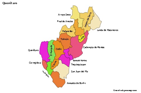 Contoh Peta untuk Querétaro (berwarna)