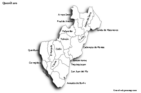 Contoh Peta untuk Querétaro (hitam-putih,bayangan)