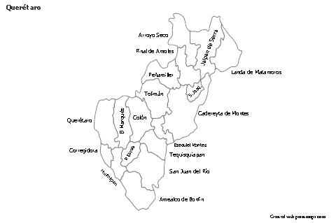 Contoh Peta untuk Querétaro (hitam-putih)