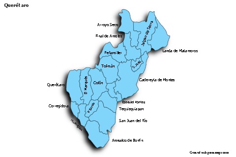 Contoh Peta untuk Querétaro (biru,bayangan)