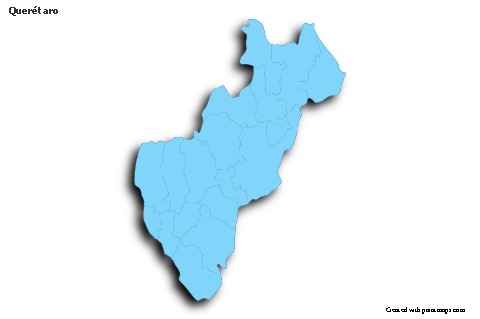 Contoh Peta untuk Querétaro (biru,garis luar,bayangan)