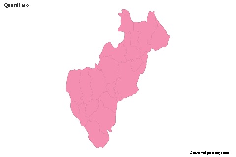 Contoh Peta untuk Querétaro (merah jambu,garis besar)
