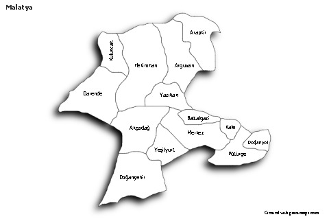 Sample Maps for Malatya (black-white,shadowy)
