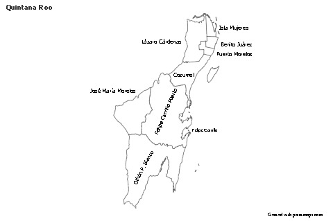 Mapas de muestra para Quintana Roo (blanco-negro)