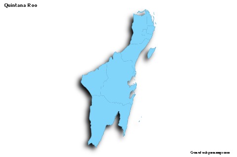 Mapas de muestra para Quintana Roo (azul,contorno,sombrío)