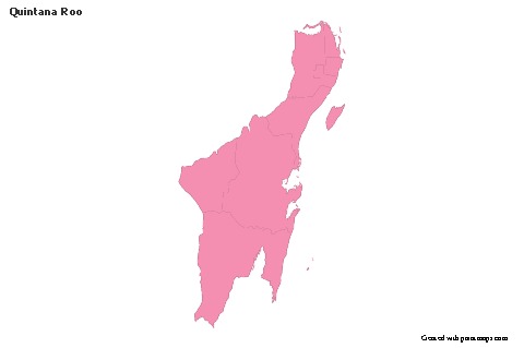 Mapas de muestra para Quintana Roo (rosa,contorno)