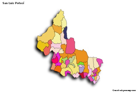 Sample Maps for San Luis Potosí (colored,shadowy)
