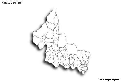 Sample Maps for San Luis Potosí (black-white,shadowy)