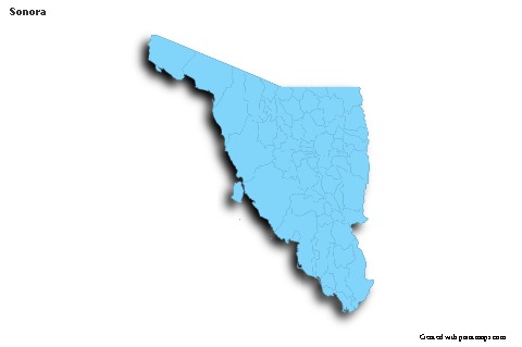 Contoh Peta untuk Sonora (biru,garis luar,bayangan)