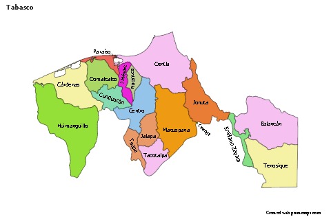 Mapas de muestra para Tabasco (coloreado)