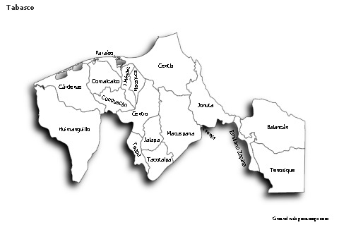 Mapas de muestra para Tabasco (blanco-negro,sombrío)