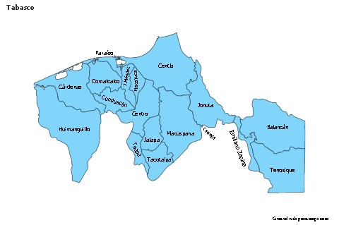 Mapas de muestra para Tabasco (azul)