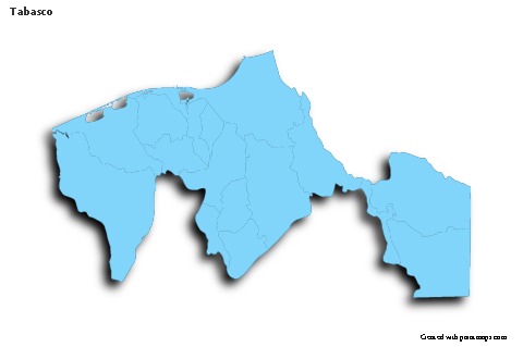 Mapas de muestra para Tabasco (azul,contorno,sombrío)