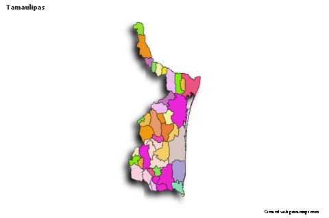 Exemplos de mapas para Tamaulipas (colorido,sombreado)