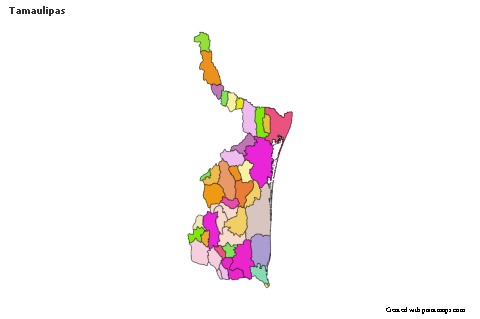 Exemplos de mapas para Tamaulipas (colorido)