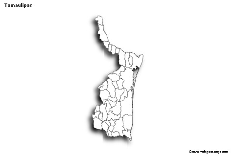 Exemplos de mapas para Tamaulipas (preto-branco,sombra)