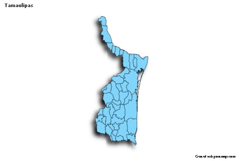 Exemplos de mapas para Tamaulipas (azul,sombra)
