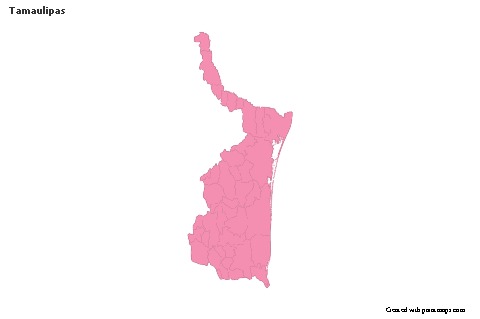 Exemplos de mapas para Tamaulipas (rosa,contorno)
