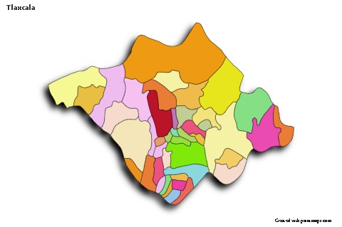 Contoh Peta untuk Tlaxcala (berwarna,bayangan)
