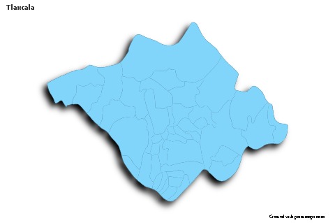 Contoh Peta untuk Tlaxcala (biru,garis luar,bayangan)