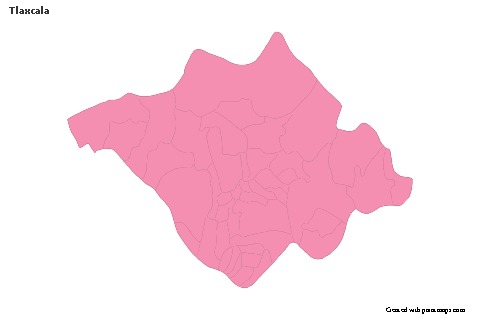 Contoh Peta untuk Tlaxcala (merah jambu,garis besar)