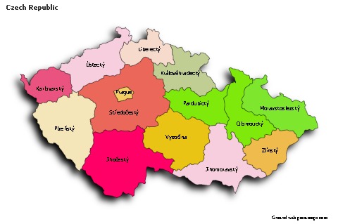 Sample Maps for Czech Republic (colored,shadowy)