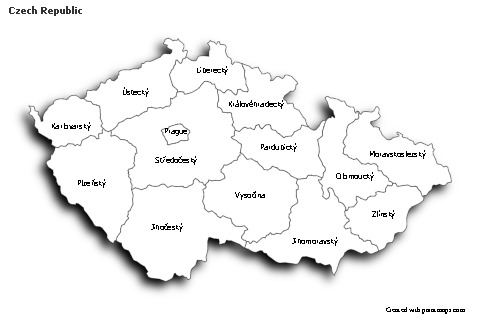 Sample Maps for Czech Republic (black-white,shadowy)