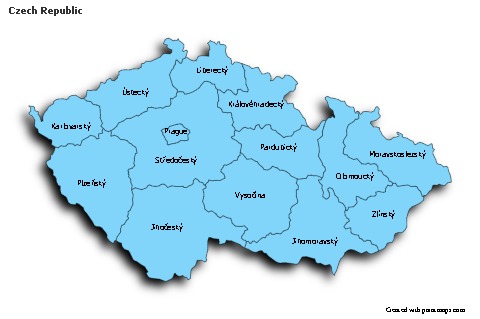 Sample Maps for Czech Republic (blue,shadowy)