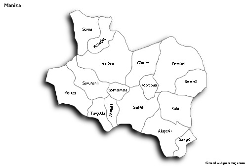 Mapas de muestra para Manisa (blanco-negro,sombrío)