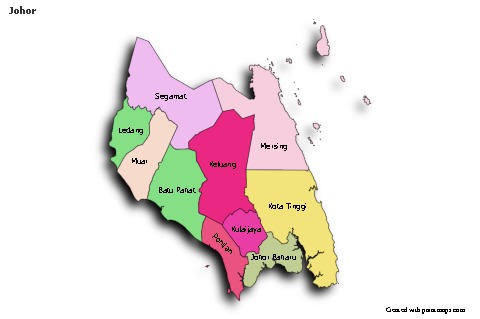 Mapas de muestra para Johor (coloreado,sombrío)