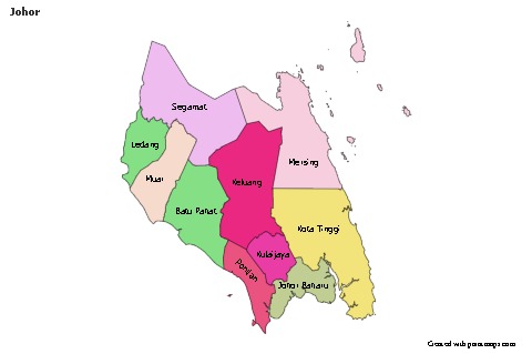Mapas de muestra para Johor (coloreado)