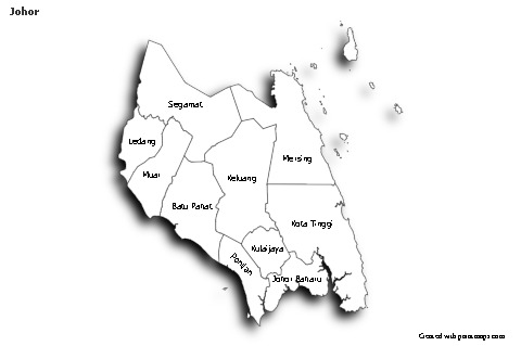 Mapas de muestra para Johor (blanco-negro,sombrío)
