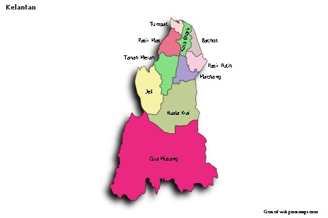 Mapas de muestra para Kelantan (coloreado,sombrío)