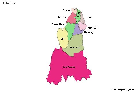 Mapas de muestra para Kelantan (coloreado)