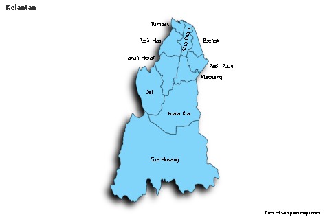 Mapas de muestra para Kelantan (azul,sombrío)