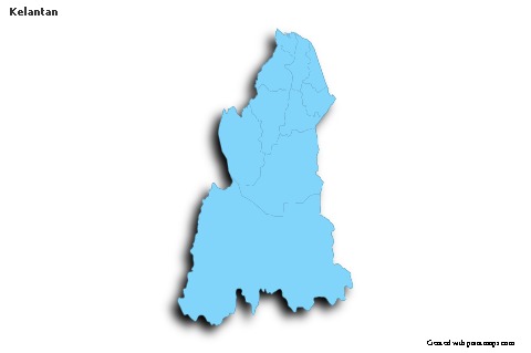 Mapas de muestra para Kelantan (azul,contorno,sombrío)