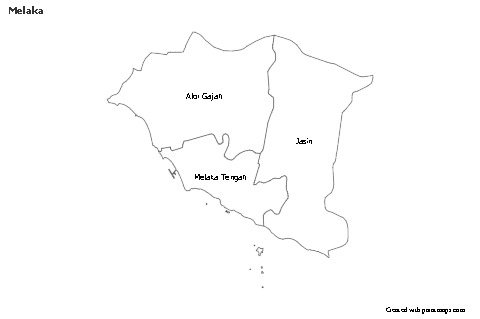 Contoh Peta untuk Melaka (hitam-putih)