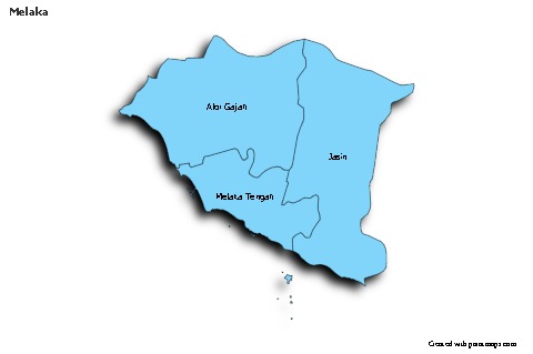 Contoh Peta untuk Melaka (biru,bayangan)