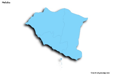 Contoh Peta untuk Melaka (biru,garis luar,bayangan)