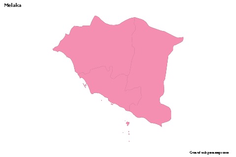Contoh Peta untuk Melaka (merah jambu,garis besar)