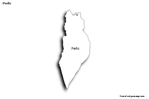 Contoh Peta untuk Perlis (hitam-putih,bayangan)