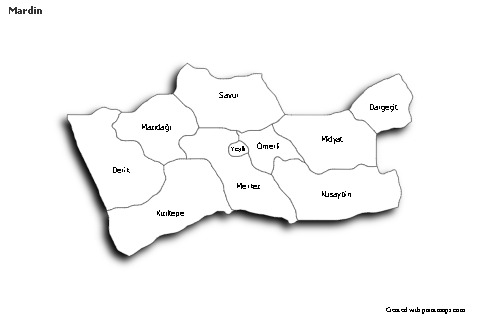 Contoh Peta untuk Mardin (hitam-putih,bayangan)