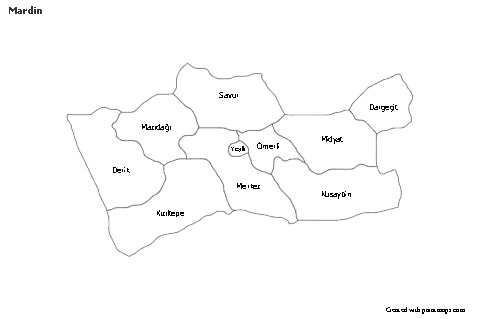 Contoh Peta untuk Mardin (hitam-putih)