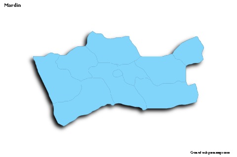 Contoh Peta untuk Mardin (biru,garis luar,bayangan)
