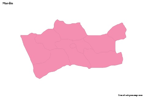 Contoh Peta untuk Mardin (merah jambu,garis besar)