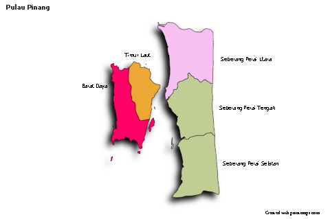 Mapas de muestra para Pulau Pinang (coloreado,sombrío)