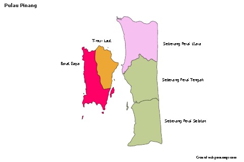Mapas de muestra para Pulau Pinang (coloreado)