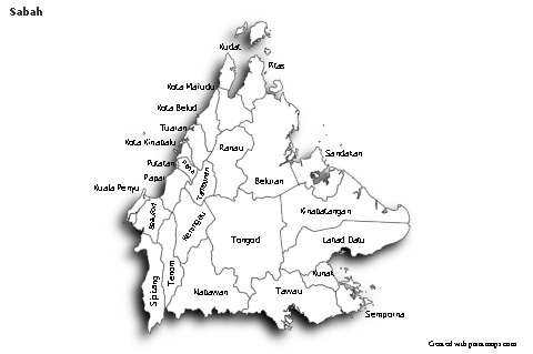 Sample Maps for Sabah (black-white,shadowy)